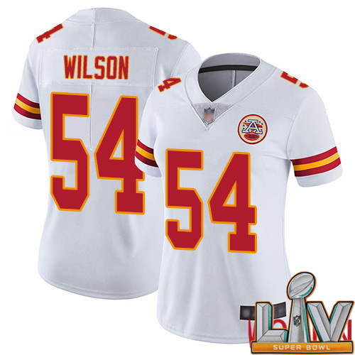 Super Bowl LV 2021 Women Kansas City Chiefs #54 Wilson Damien White Vapor Untouchable Limited Player Nike NFL Jersey->women nfl jersey->Women Jersey